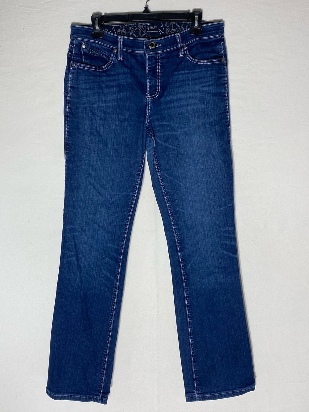 Wrangler Q Baby Dark Wash No Gap Waistband Western Bootcut Jeans 10